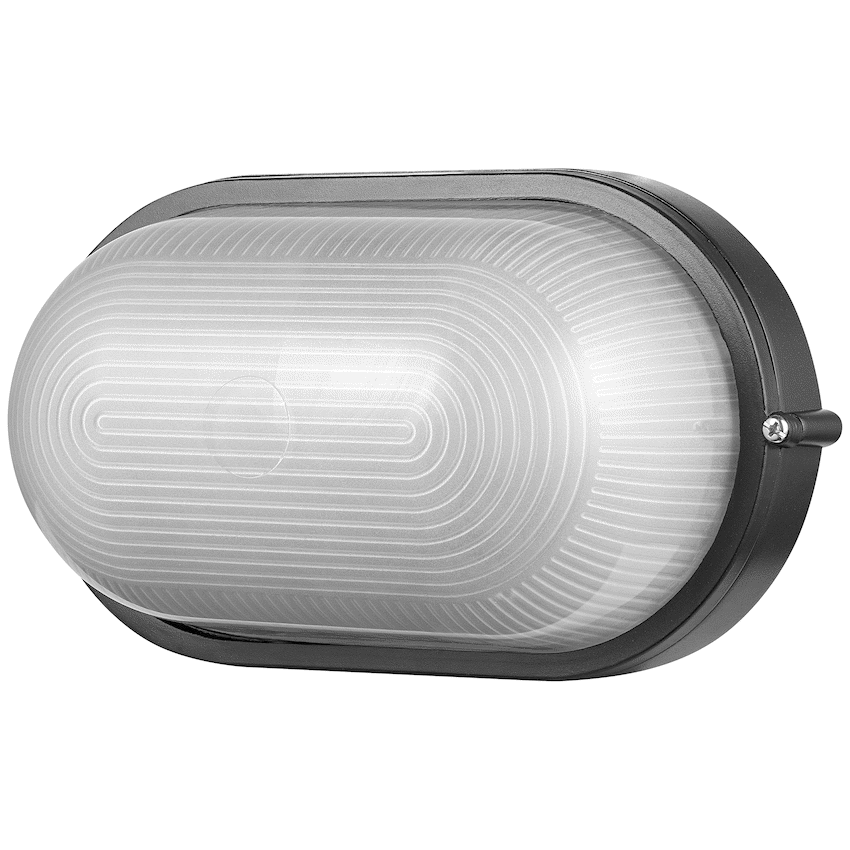 Ellies Illume Series - Large AC Oval Bulkhead - Aluminium  + Glass - E27 Base -BK - image 3