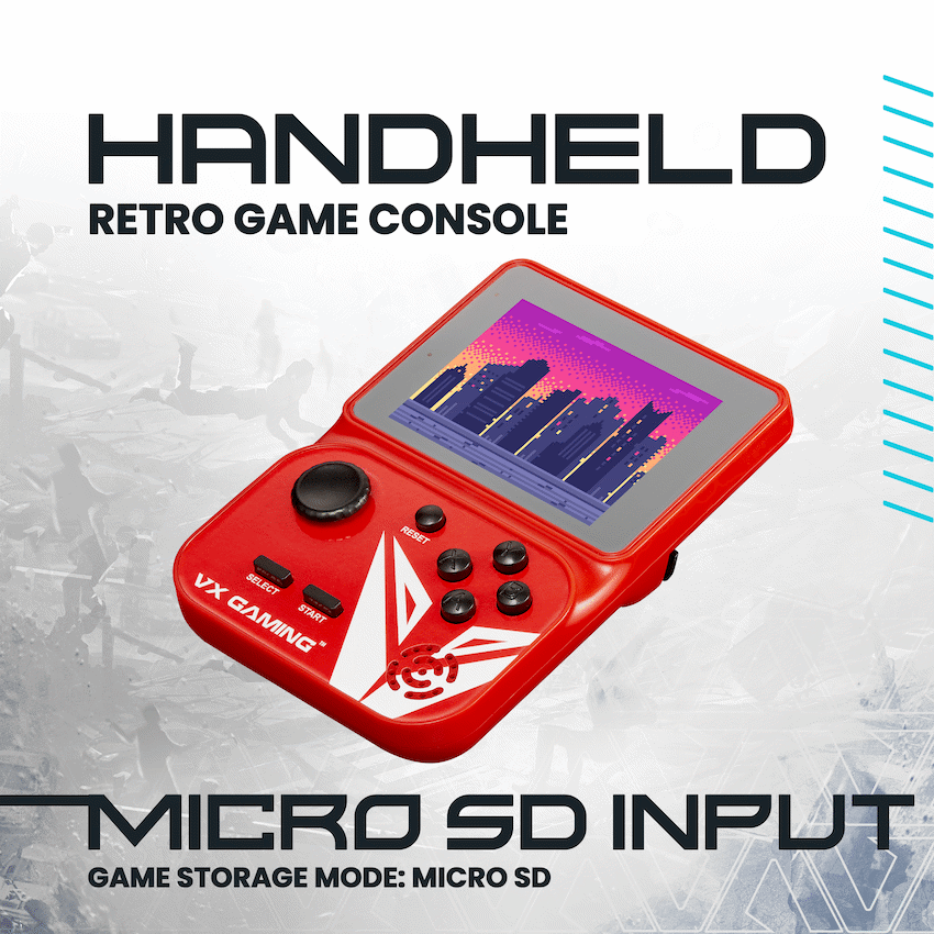 VX Gaming Nostalgia Series Handheld Retro Game Station with 4gb Micro SD - Red - image 3