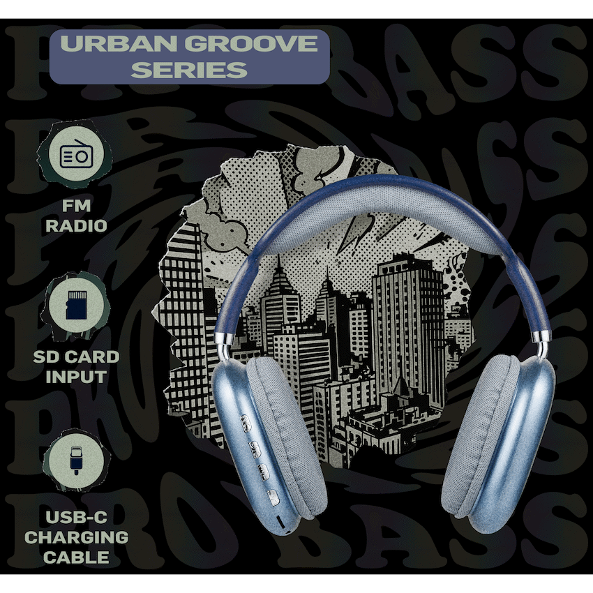 Pro Bass Urban Groove Series Bluetooth Headphones - Blue - image 3