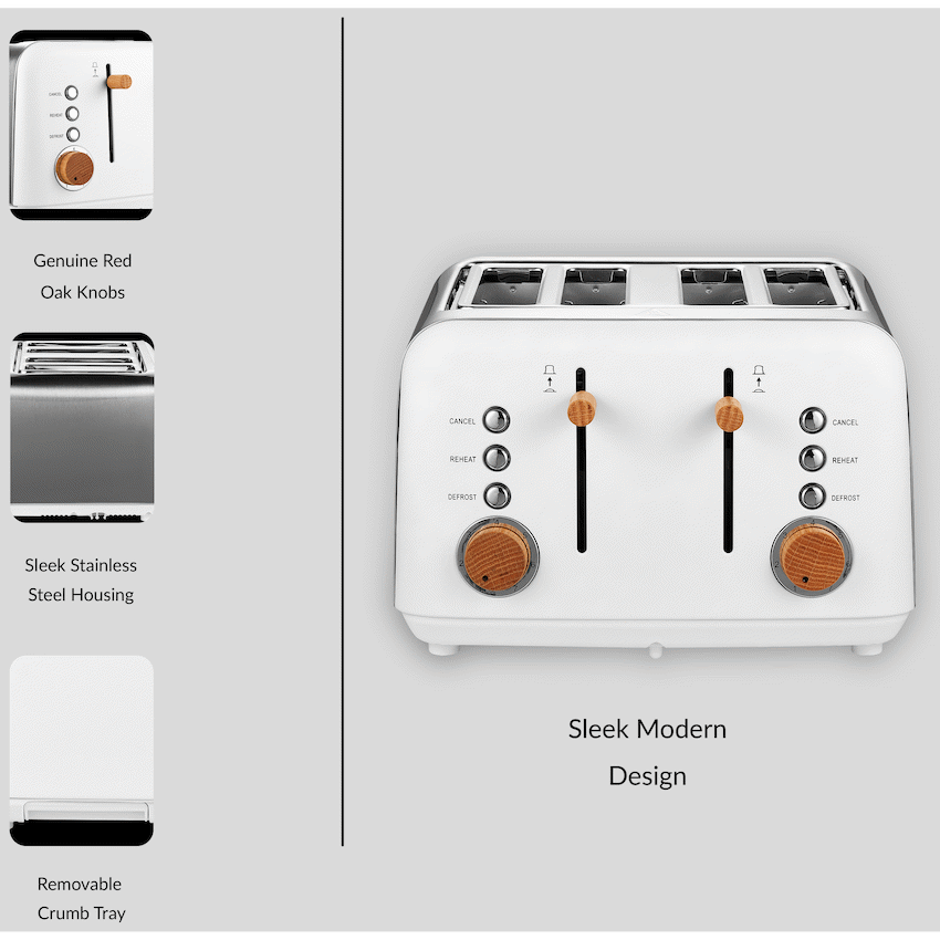 Boden Stark Anson Collection 4 Slice SS Toaster White - image 3