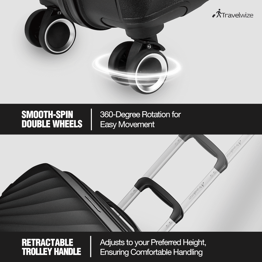 Travelwize Quartz PP 76cm 4-Wheel Spinner Luggage - Black - image 3