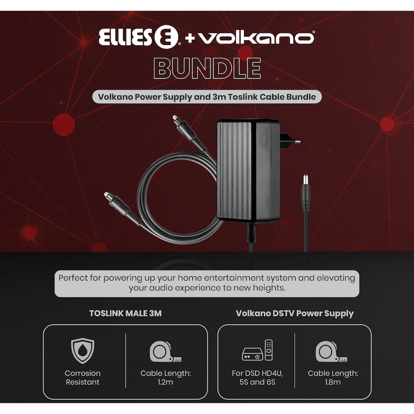 Volkano Power Supply and 3m Toslink Cable Bundle - image 3