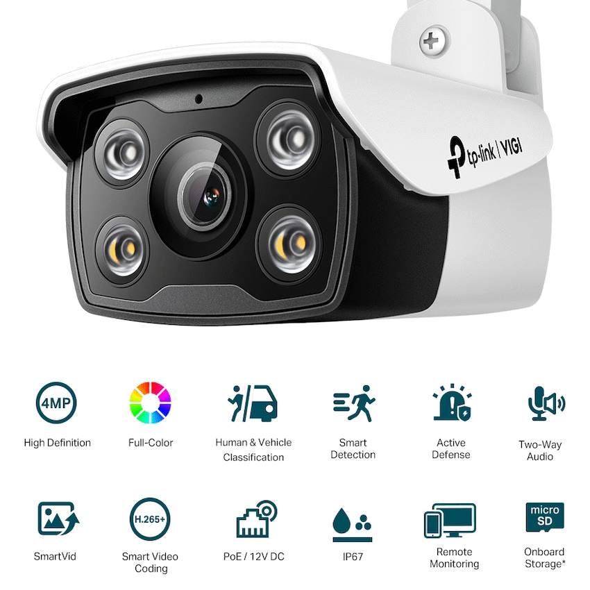 TP-Link Vigi C340 4MP 4mm Outdoor Full-Color Bullet Network Camera - image 3