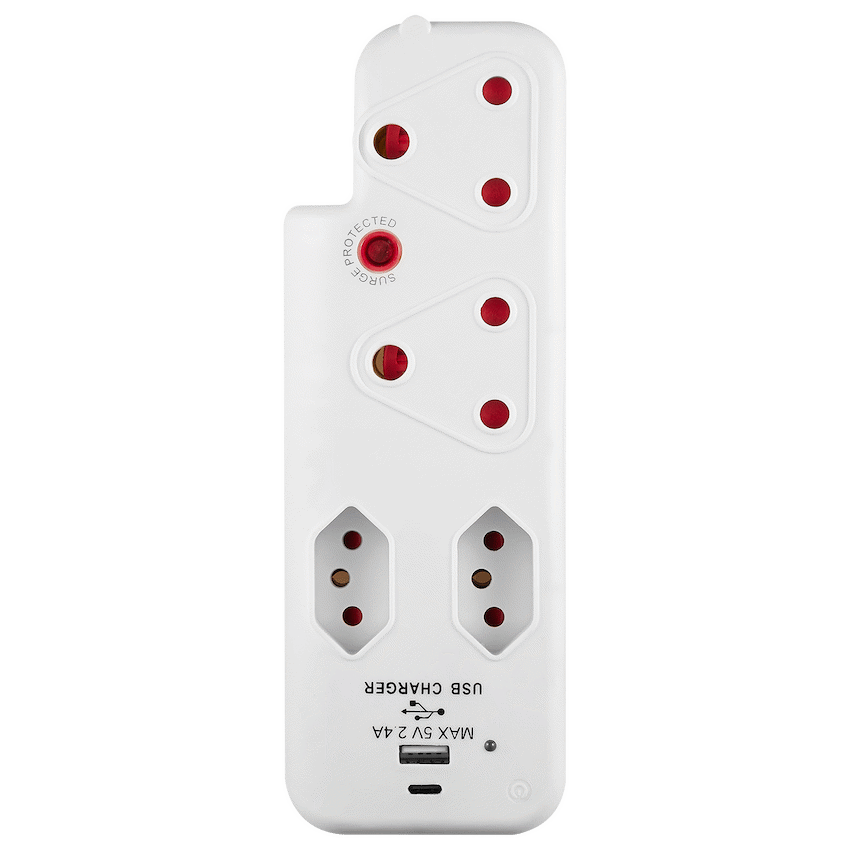 Switched 4-Way Medium Surge Adaptor with Type-C + USB - image 3