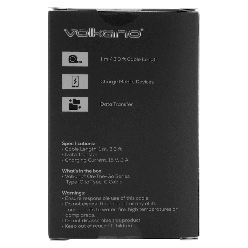 Volkano On-The-Go Type-C to Type-C 30w Cable - Black - image 3