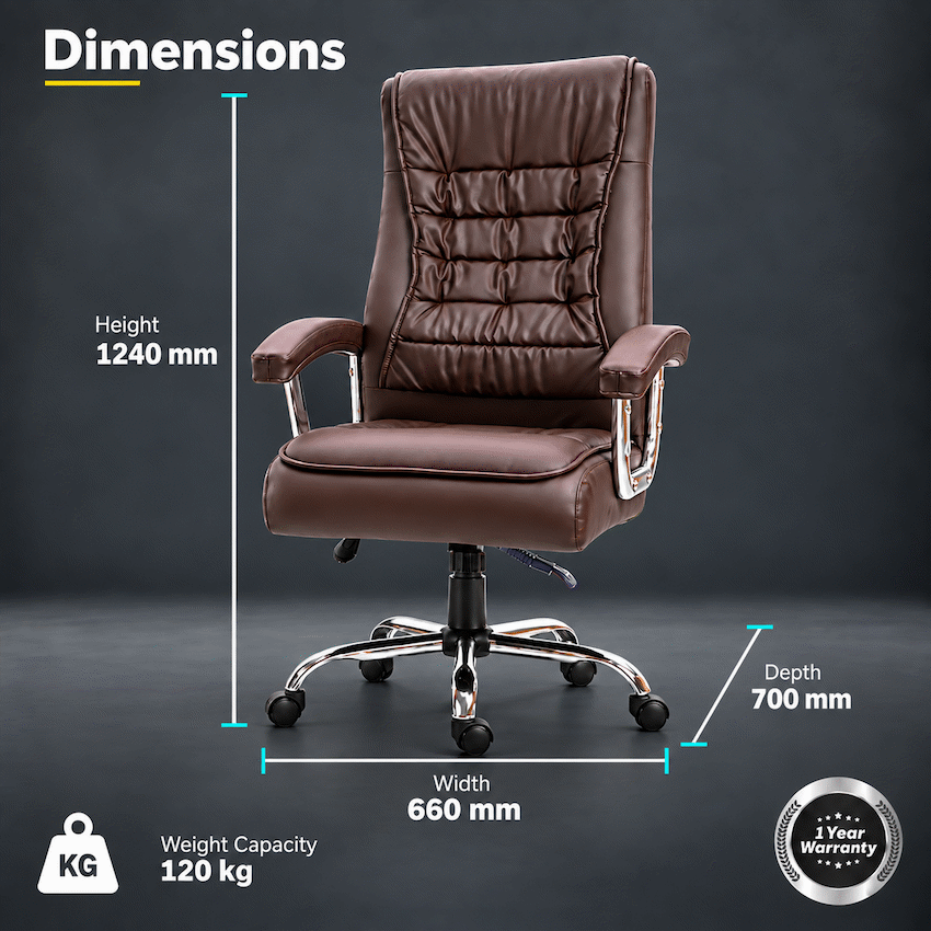 Everfurn Louis High Back Office Chair - Coffee - image 3