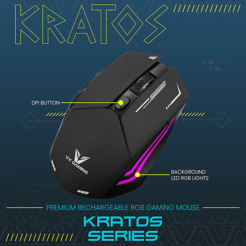 VX Gaming Kratos Series Wireless Rechargeable RGB Gaming Mouse - image 3