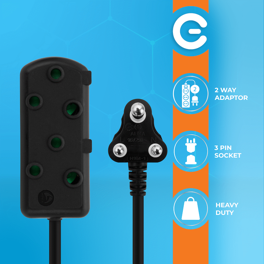 Switched Heavy Duty Side by Side (SBS) Extension Leads 5m - BK - image 3