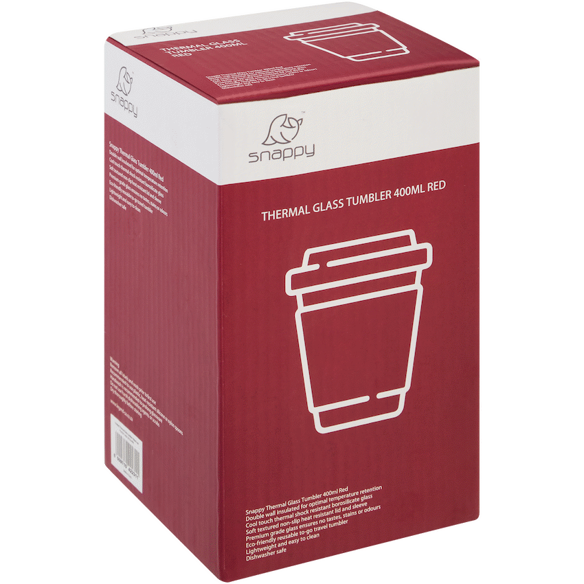 Snappy Thermal Glass Tumbler 400ml Red ( Order in Qty of 6) - image 3