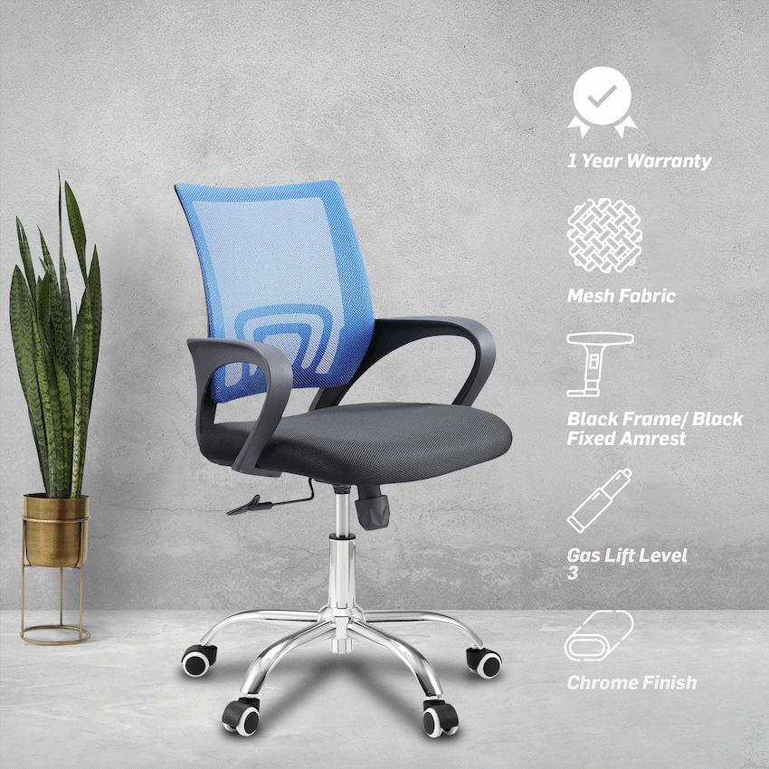Everfurn Swift Mid Back Chair - Blue - image 3