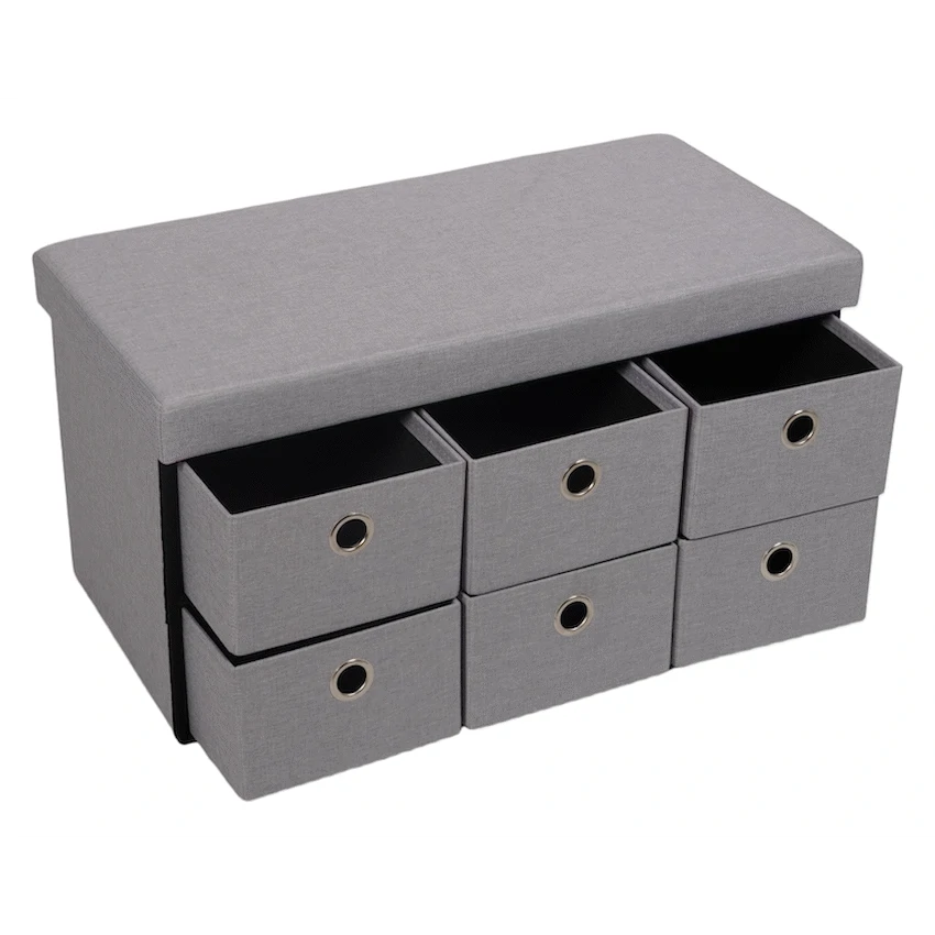 Foldable Storage Ottoman with Six Drawers - image 3