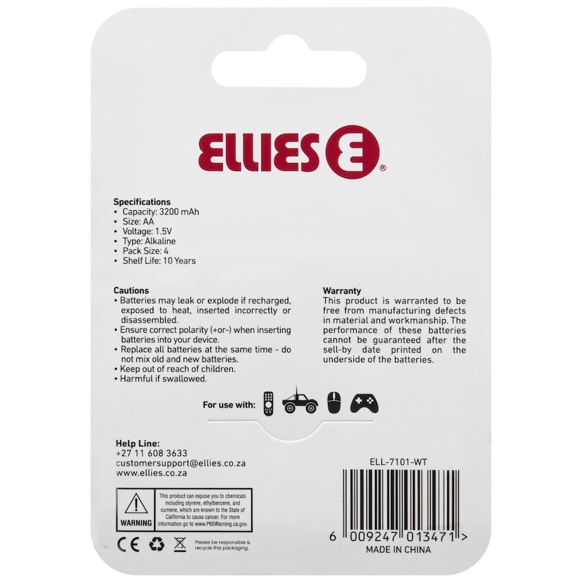 Ellies Ultra Series - Alkaline Batteries AA 4 Pack - WT - image 3