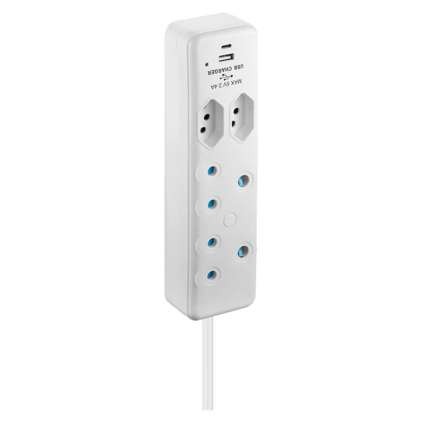Switched 4-Way Extension Lead with 1x Type-C + 1x USB - 2m - image 3