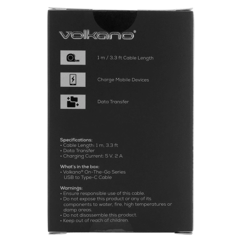 Volkano On-The-Go USB to Type-C 18w Braided 1m Cable - Black - image 3