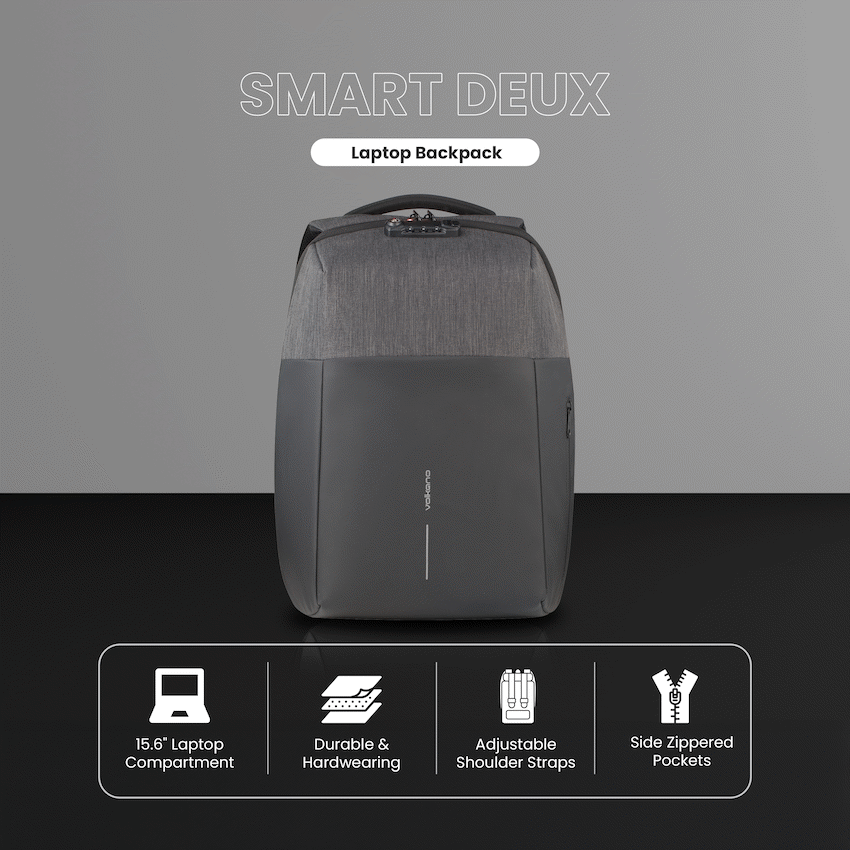 Volkano Smart Deux Laptop Backpack - Black/Charcoal - image 3