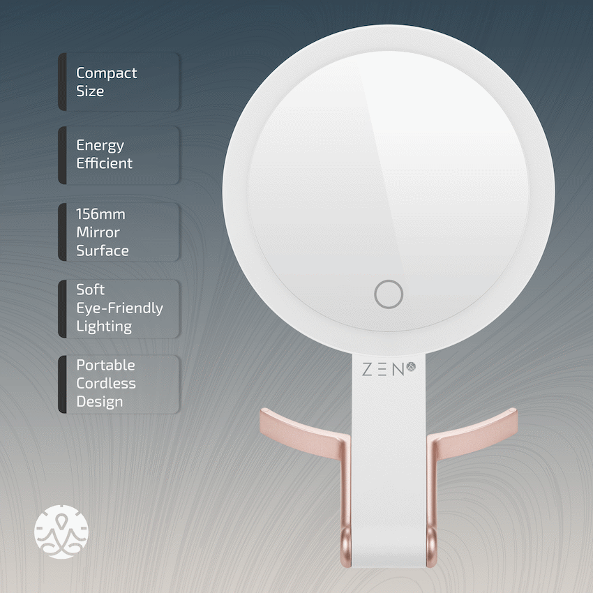 ZEN JestSet Series Portable Handheld LED Mirror - White - image 3