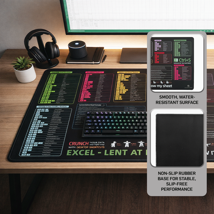 Everfurn Excel Hot Keys Large Desk Mat - image 3