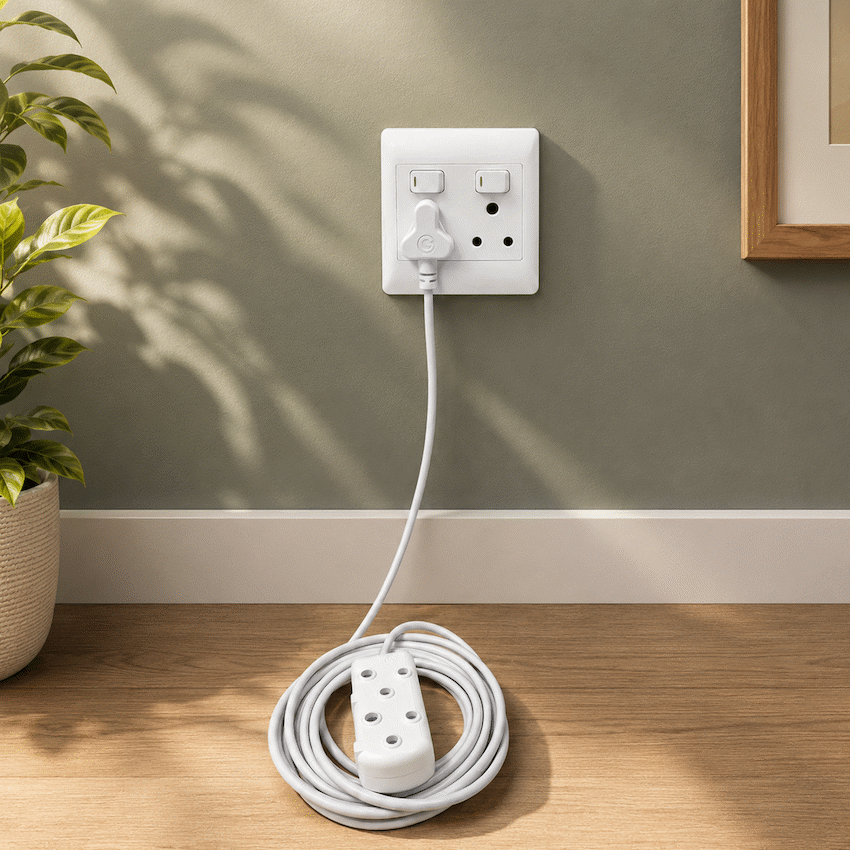 SWITCHED Heavy DUTY Side By Side(SBS) EXTENSION LEADS 3M - WT - image 3