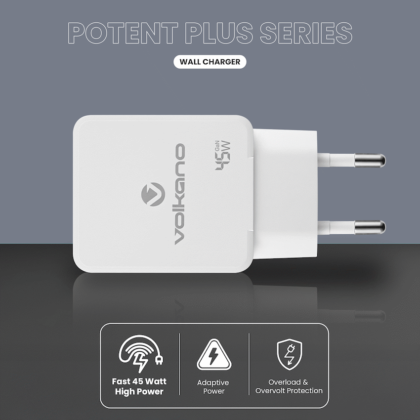 Volkano Potent Plus series 45W GaN Compact Dual USB and USB-C PD Wall Charger - image 3