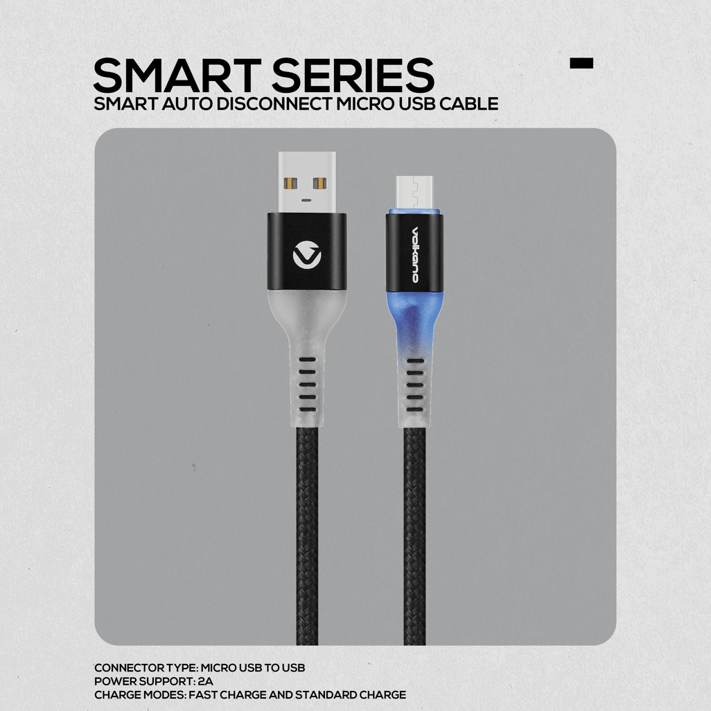 Volkano Smart Series Auto Disconnect Micro USB Cable - 1.8m