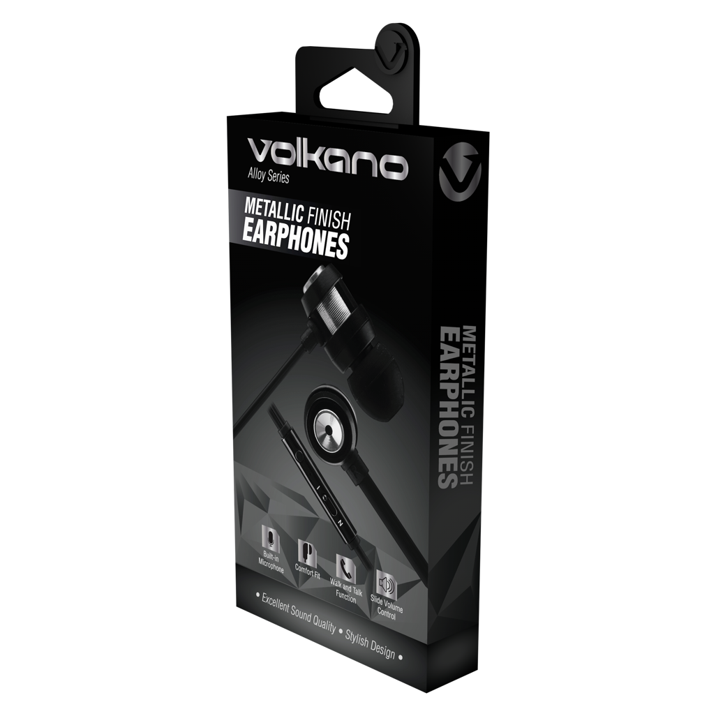 Volkano Alloy Series Metal Earphone - Silver