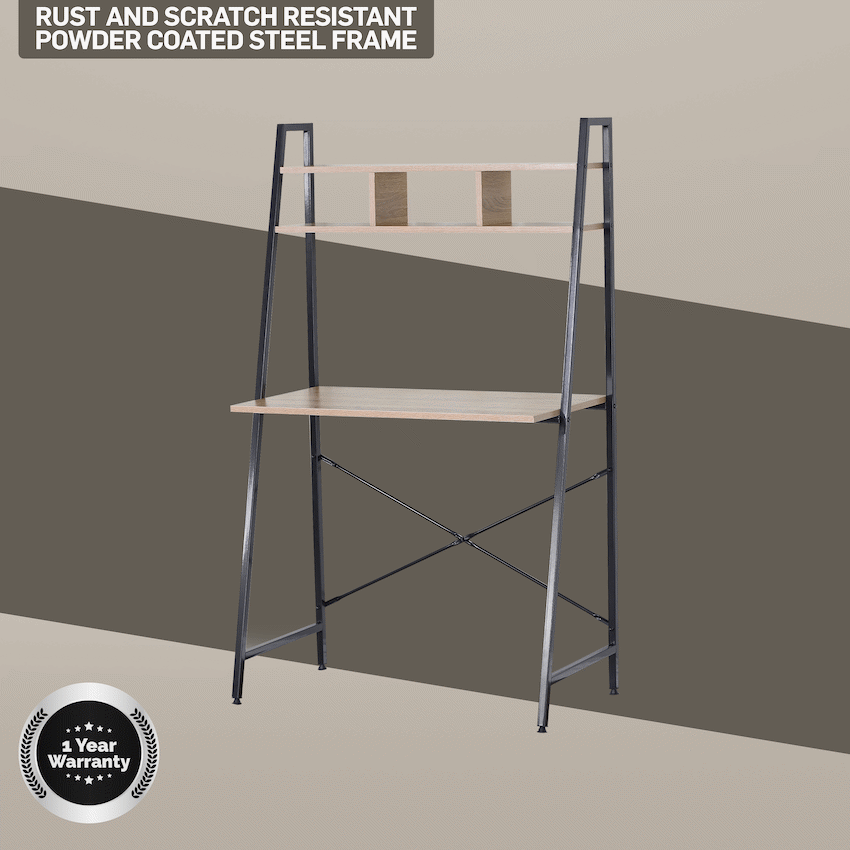 Everfurn Vesa Office Desk - Oak & Black - image 3