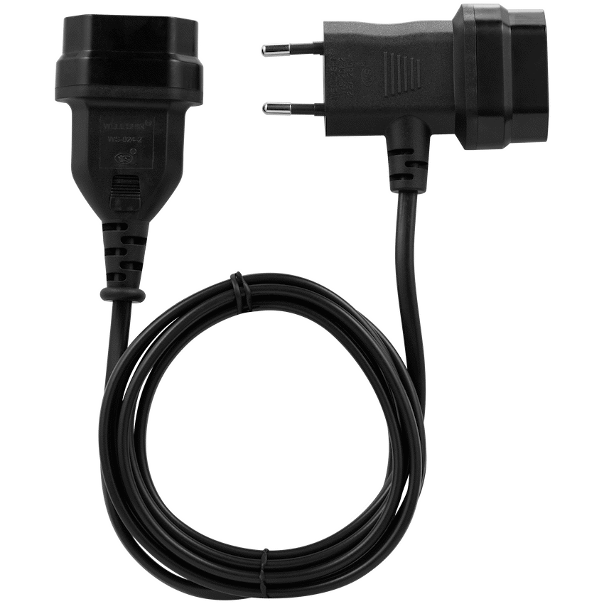 Switched Easy Cable Extender 2-Pin Euro to T-Shape AC 2-Pin Euro Socket 2m - Black - image 3