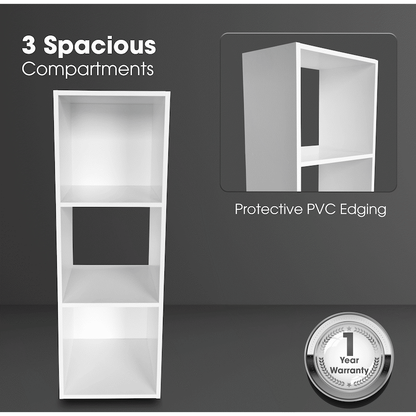 Everfurn Grayscale 3 Tier Bookshelf White, High Pressure Laminate - image 3