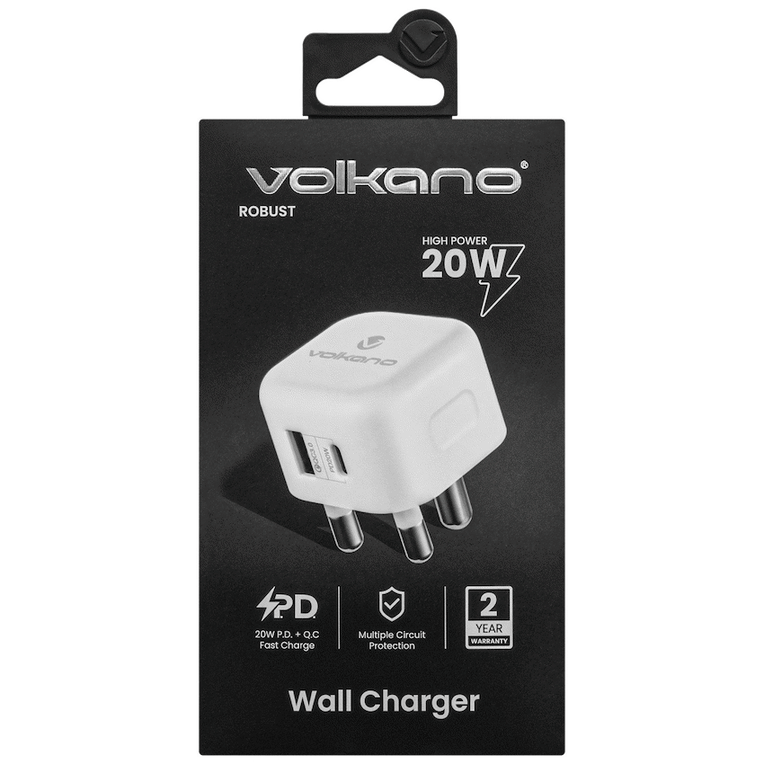 Volkano Robust Series 3-Pin SA to 20w PD + QC 3.0 Wall Charger - image 3