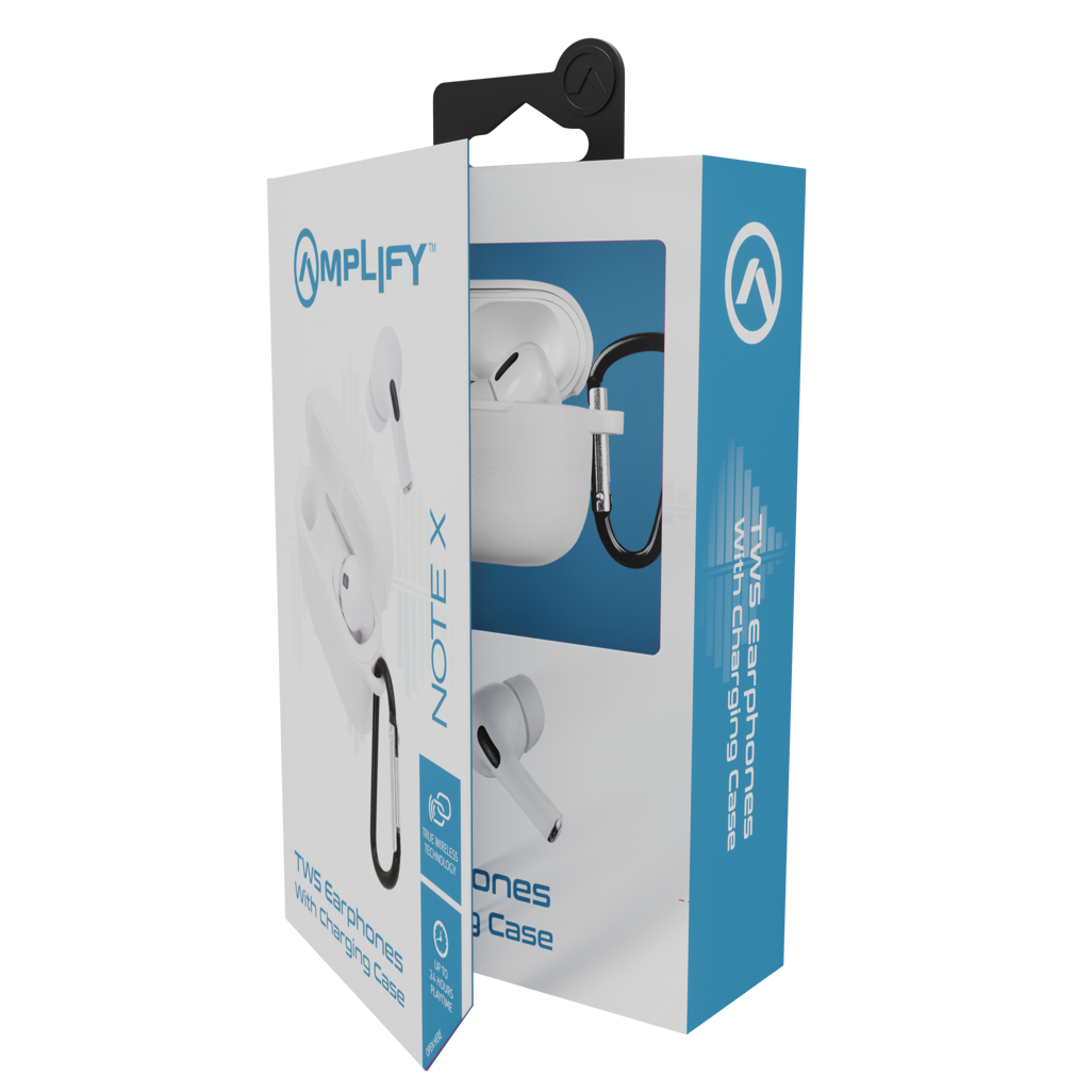 Amplify Note X Series TWS Earphones - White Case + White Cover