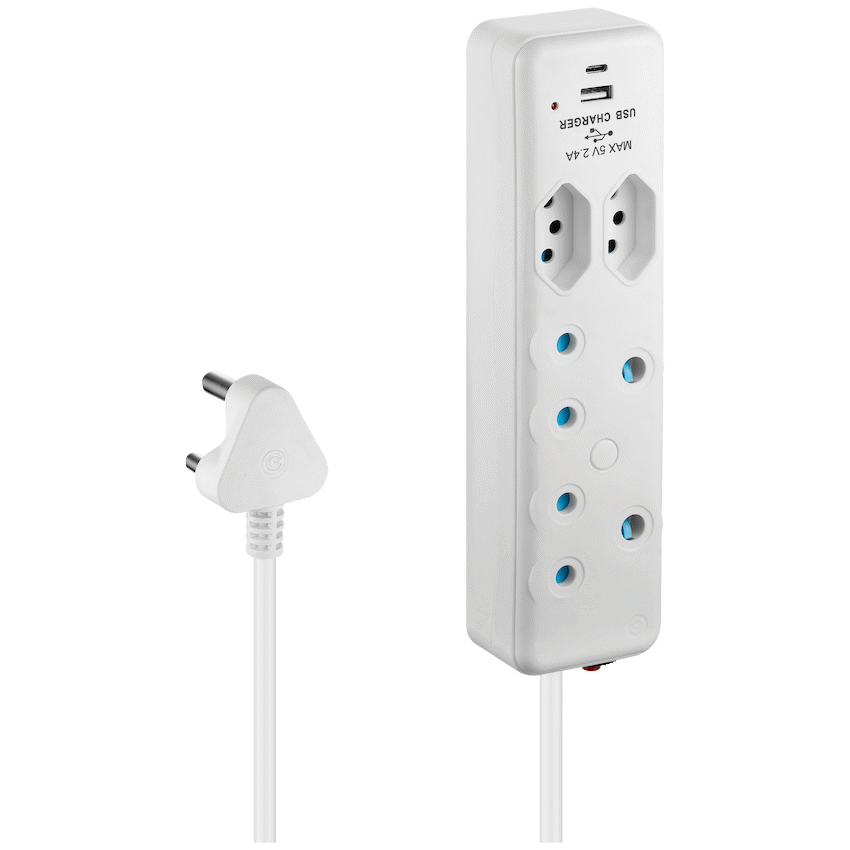 Switched 4-Way Extension Lead with 1x Type-C + 1x USB - 4m - image 3