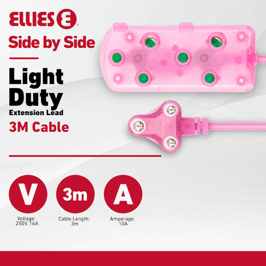 Ellies Side by Side Light Duty Extension Lead-3M - PK - image 3
