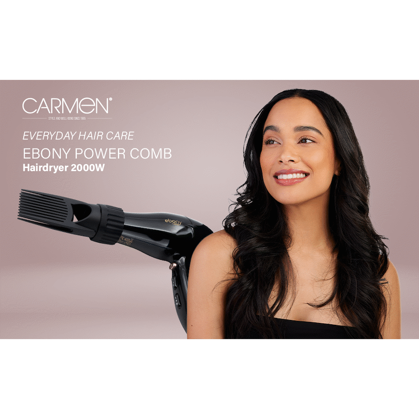 Carmen Power Comb Hairdryer 2000w - Ebony - image 3