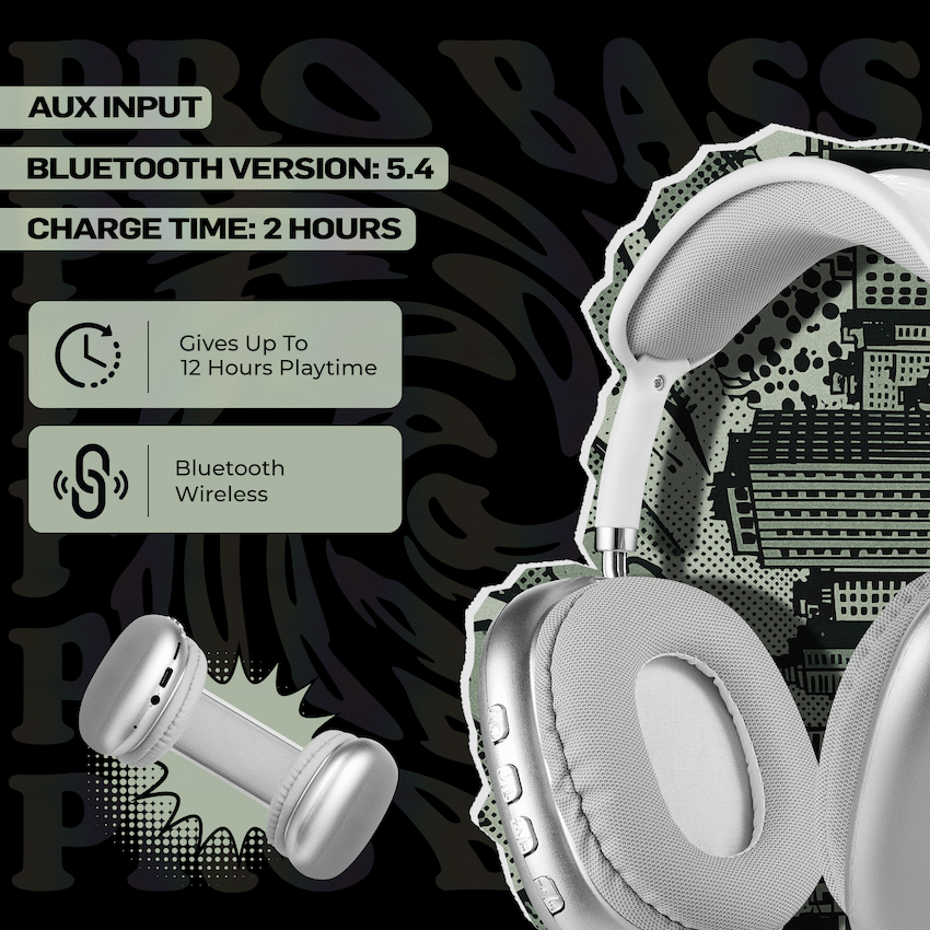 Pro Bass Urban Groove Series Bluetooth Headphones  - White - image 3