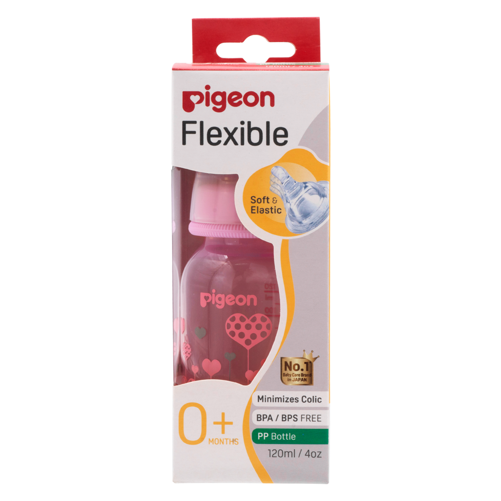 Pigeon Flexible Bottle STD Neck - Pink - 120ml