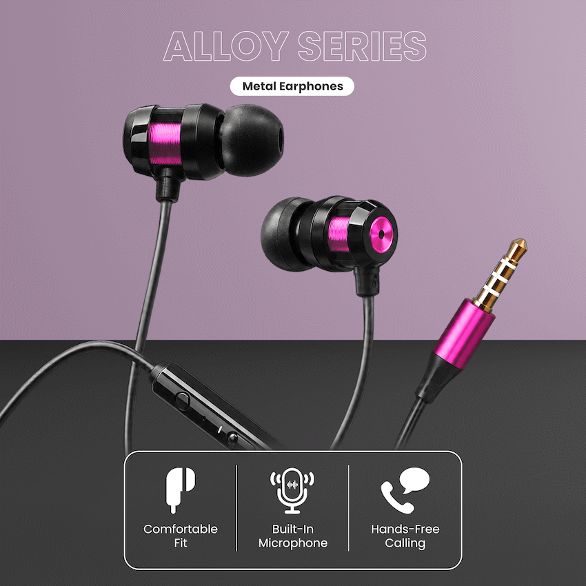 Volkano Alloy series metal earphone - Purple - image 3