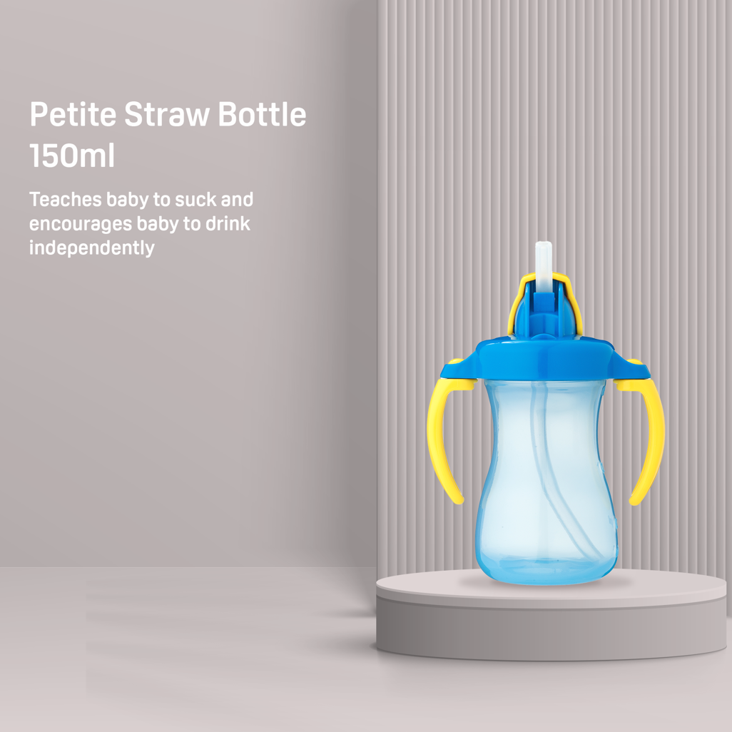 PIGEON PETITE STRAW BOTTLE 150ML BLUE