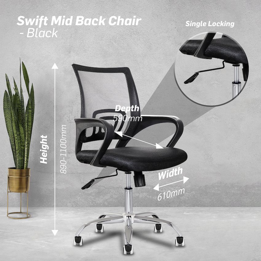 Everfurn Swift Mid Back Chair - Black - image 3