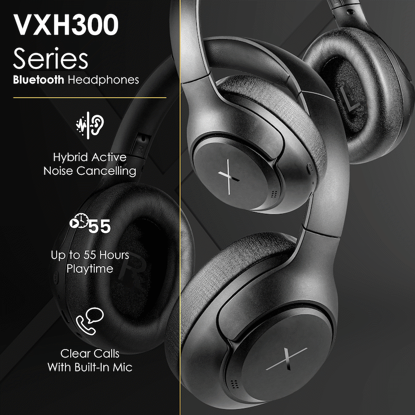 VolkanoX VXH300 Bluetooth Headphones with Hybrid ANC - Black - image 3
