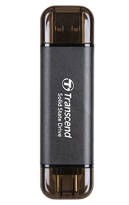 TRANSCEND 256 GB ESD310C USB3.2 TYPE A & C (USB 10Gbps) OTG COMPACT PORTABLE SSD  - Read 1050MB/s Write 950 MB/s - Black - image 2