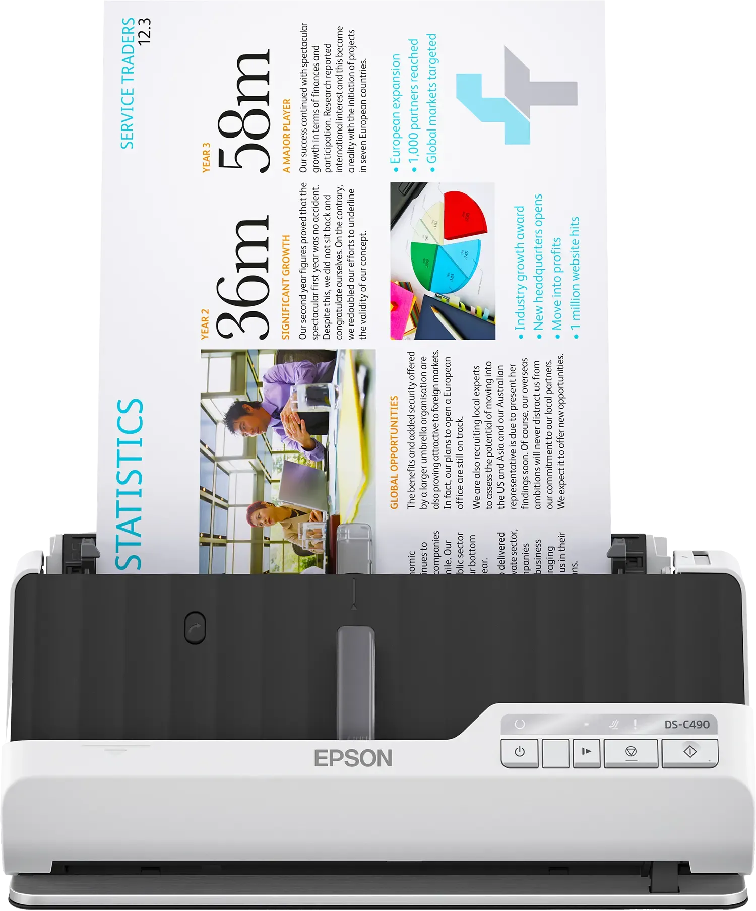 Epson DS-C490-Sheetfeed; A4; 600x600DPI; 80ppm; Duplex; Daily Duty Cycle 6500. Scan Passports; cards. USB - image 2
