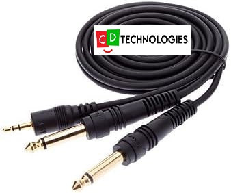 JSJ® 1.5M 4.92FT 3.5mm SINGLE TRACK MALE TO 2x6.35mm DUAL TRACK MALE AUDIO CABLE BLACK KTV RECORDING