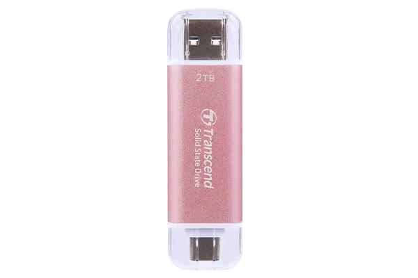 TRANSCEND 2 TB ESD310P USB3.2 TYPE A & C (USB 10Gbps) OTG COMPACT PORTABLE SSD  - Read 1050MB/s Write 950 MB/s - Pink - image 4