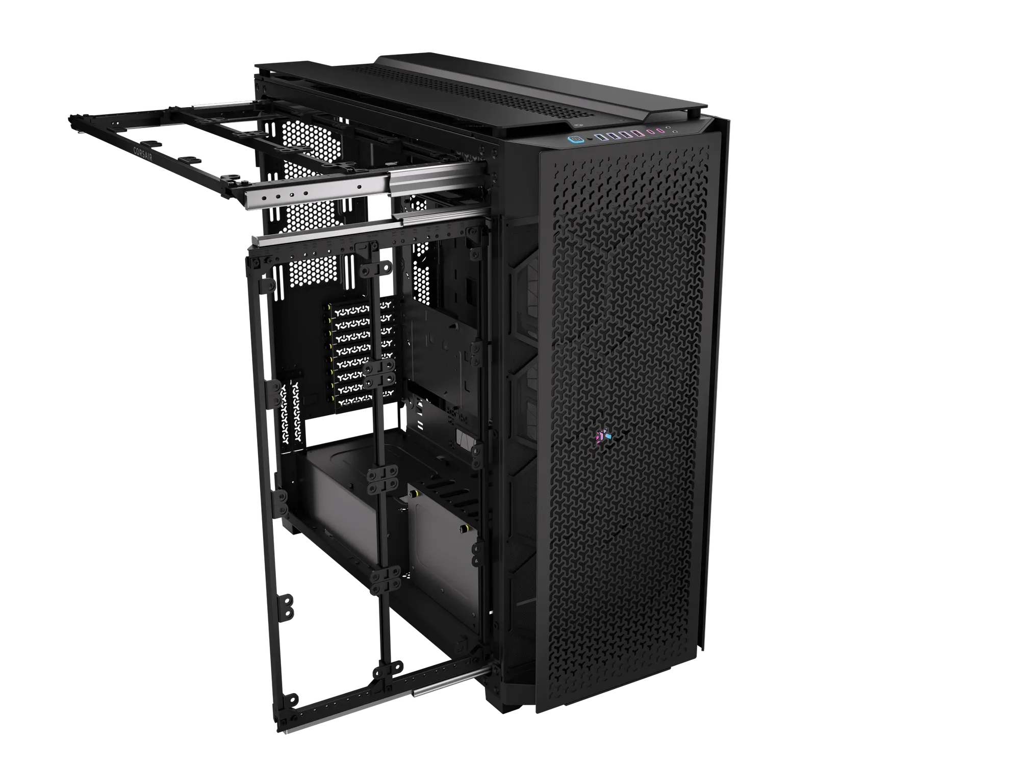 iCUE LINK 9000D AIRFLOW Tempered Glass Super-Tower; Supports  18x 120mm fans - Black - image 6