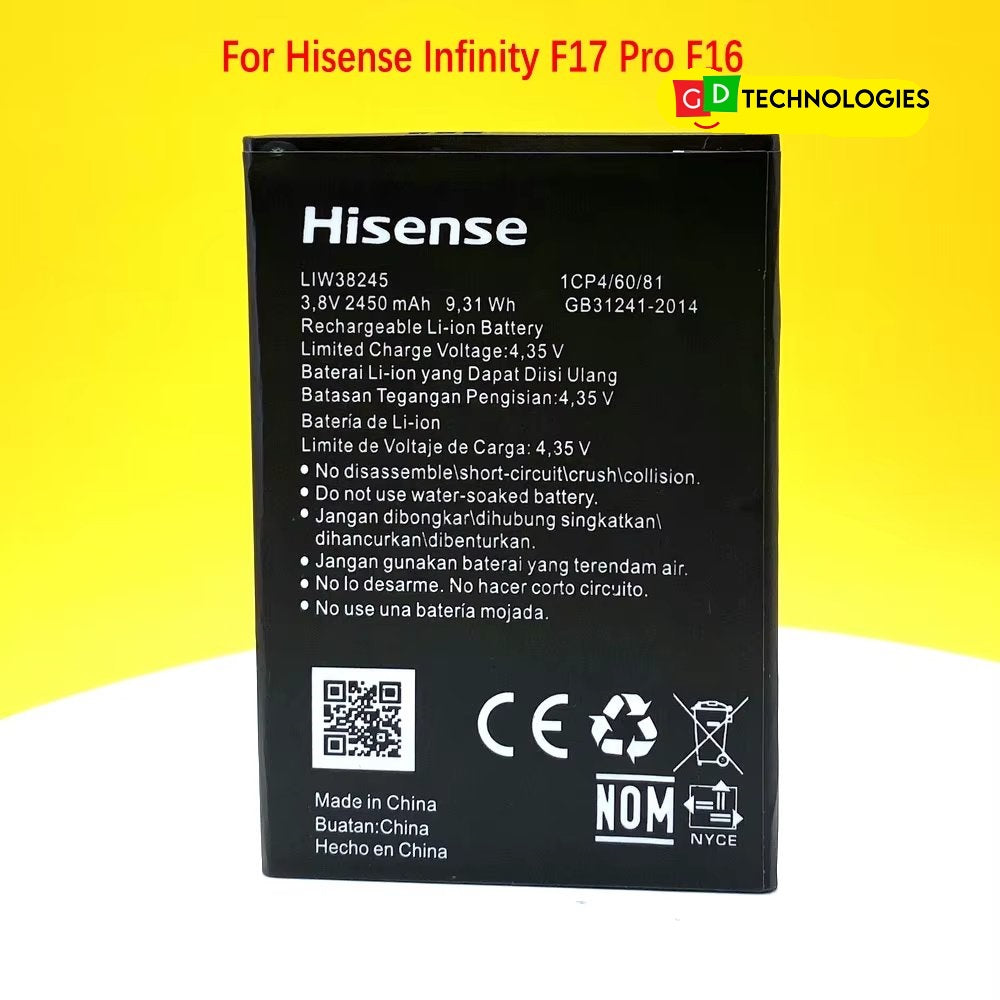 New 2450mAh LIW38245 Battery For Hisense Infinity F17 Pro F16 Smart Phone High Quality