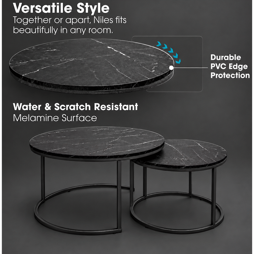 Everfurn Nile Nesting Coffee Table - Marble Black - image 4
