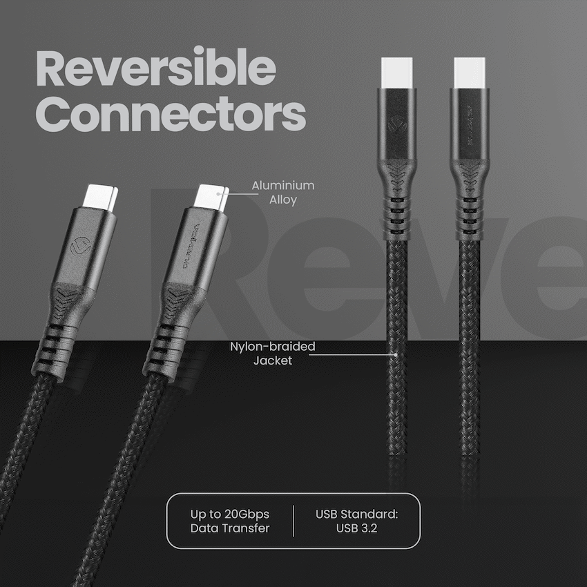 Volkano Weave Series USB C to USB C 240W 20Gbps 2m-black - image 4