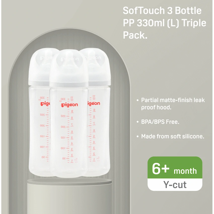 Pigeon Softouch 3 Bottles PP 330ml (L) Triple Pack - image 4