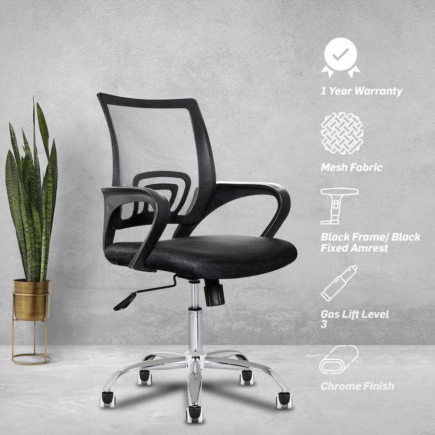 Everfurn Swift Mid Back Chair - Black - image 4