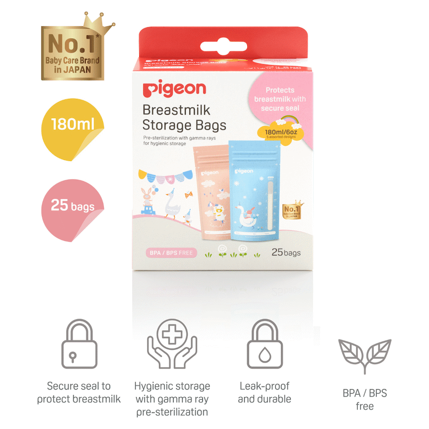 Pigeon - Breast Milk Storage Bag 180ml Animal Design - image 4